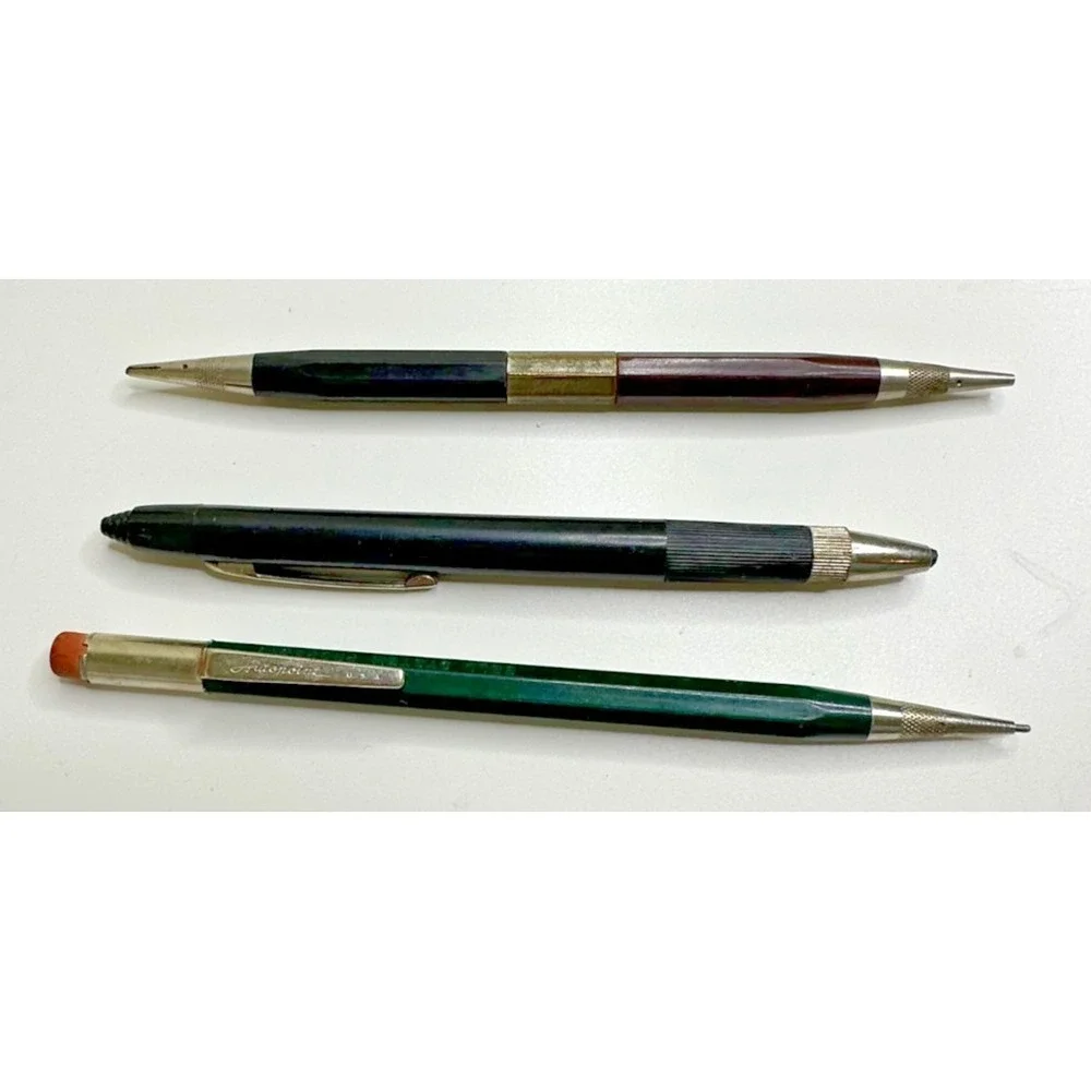 Vtg Autopoint Faber Mechanical Pencils Bell Systems Green Double End Drafting